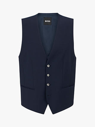 BOSS Jasper Wool Blend Tailored Waistcoat, Dark Blue