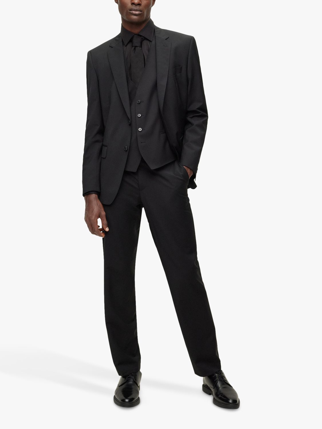 HUGO BOSS Leon Regular Fit Wool Blend Suit Trousers, Black, 30R