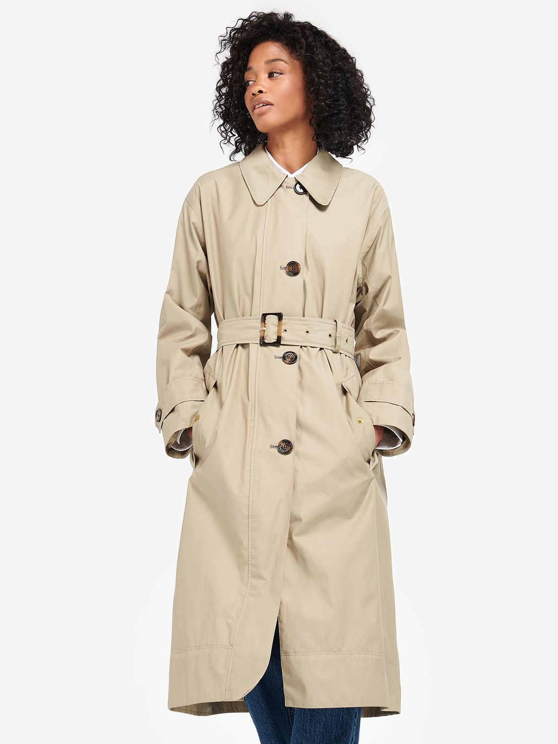Barbour Somerland Trench Coat, Poplar Green/Ancient at John Lewis ...