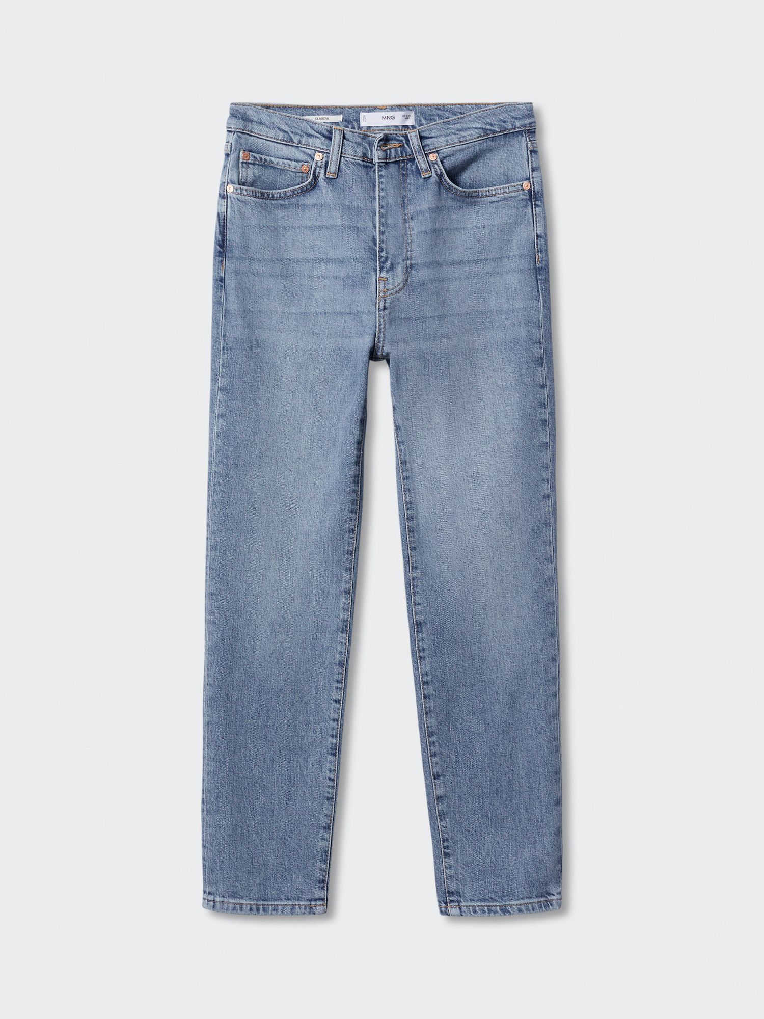 Mango Claudia Slim Fit Cropped Jeans, Light Blue at John Lewis & Partners