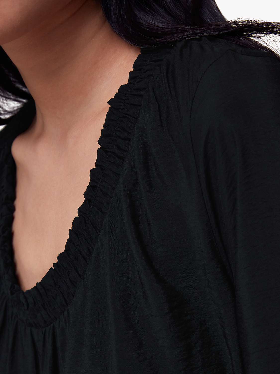 Buy Whistles Lydia Gathered Neck Trapeze Dress, Black Online at johnlewis.com
