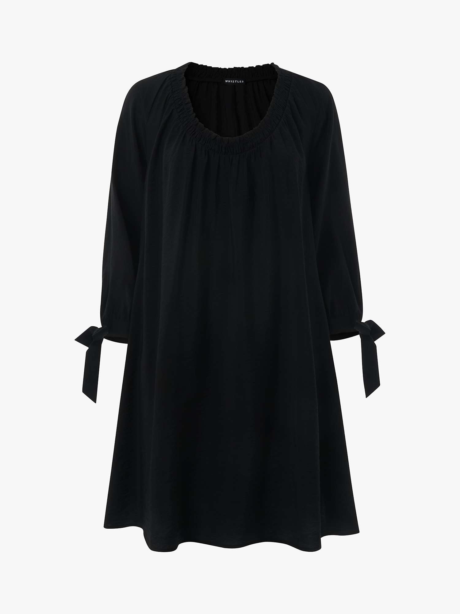 Buy Whistles Lydia Gathered Neck Trapeze Dress, Black Online at johnlewis.com