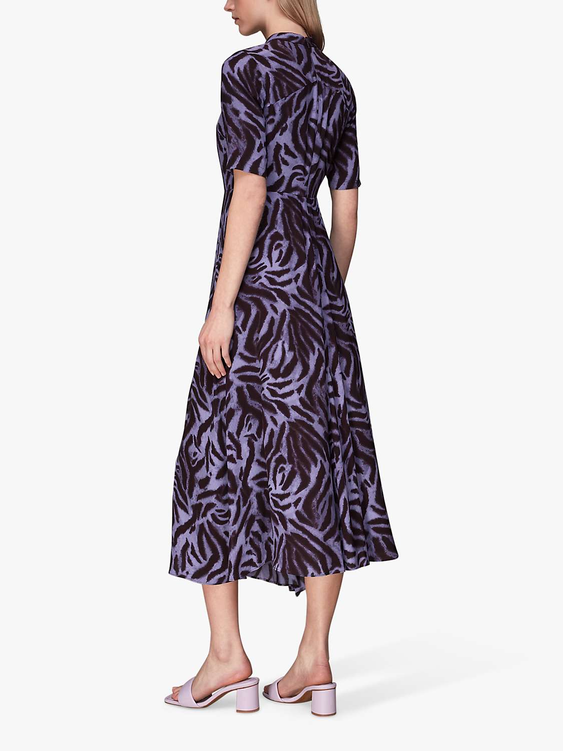 Buy Whistles Woodland Tiger Print Midi Dress, Purple/Multi Online at johnlewis.com