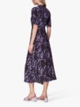 Whistles Woodland Tiger Print Midi Dress, Purple/Multi