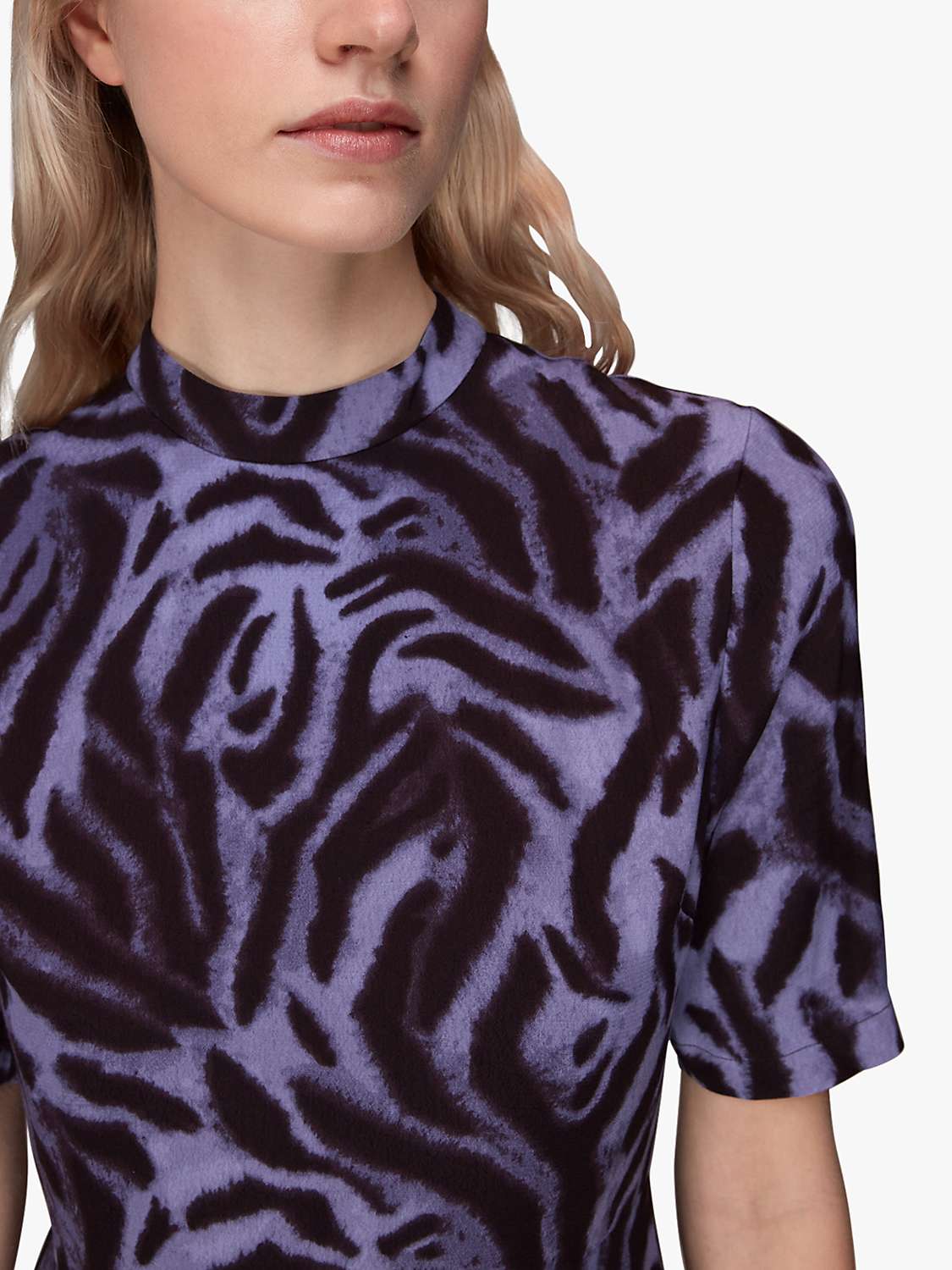 Buy Whistles Woodland Tiger Print Midi Dress, Purple/Multi Online at johnlewis.com