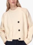 Whistles Karine Rib Detail Cardigan, Ivory