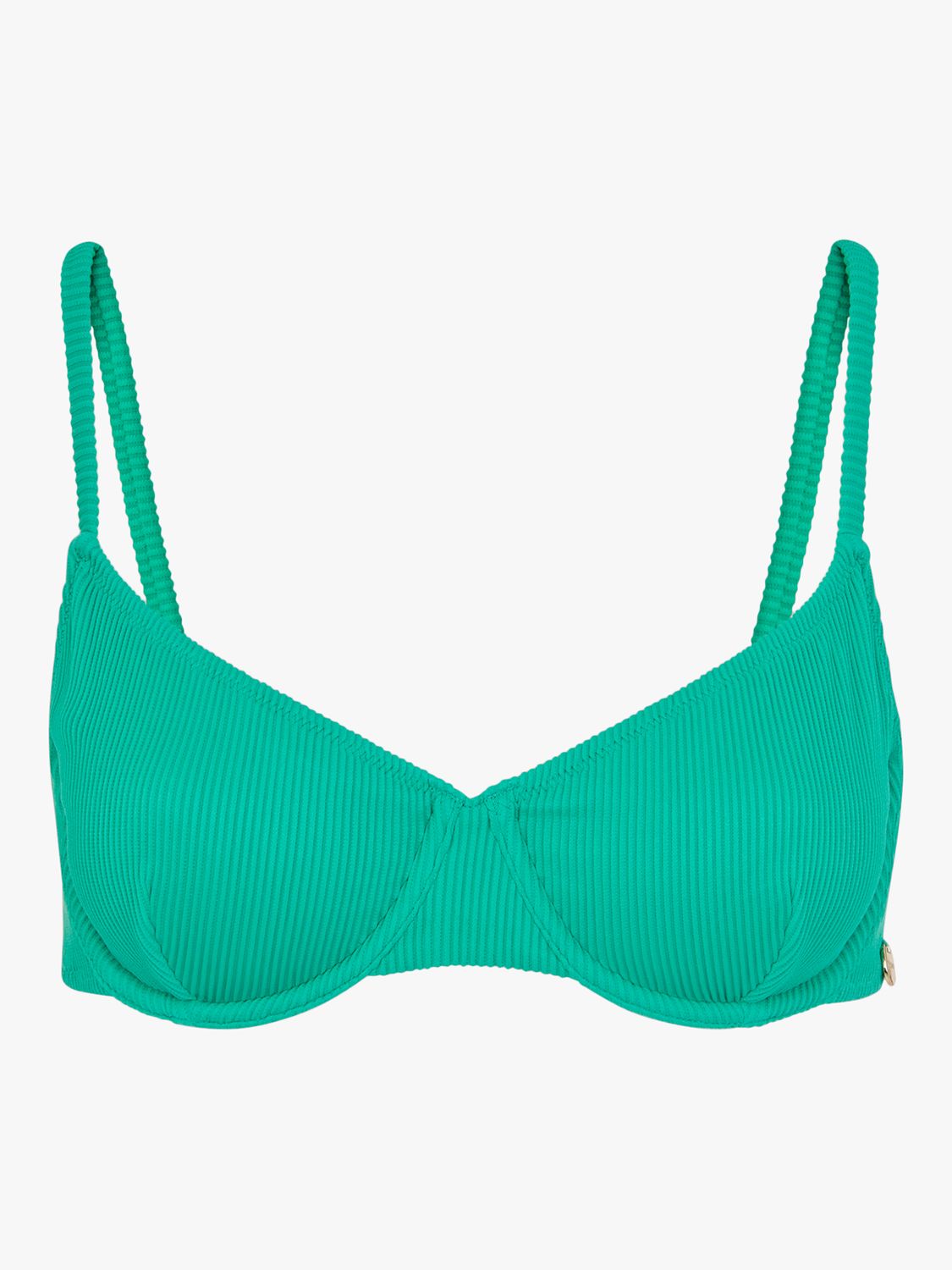 Whistles Ribbed Underwired Bikini Top, Green, 6