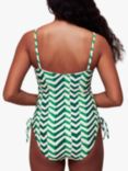 Whistles Chevron Ruched Side Swimsuit, Green/Multi