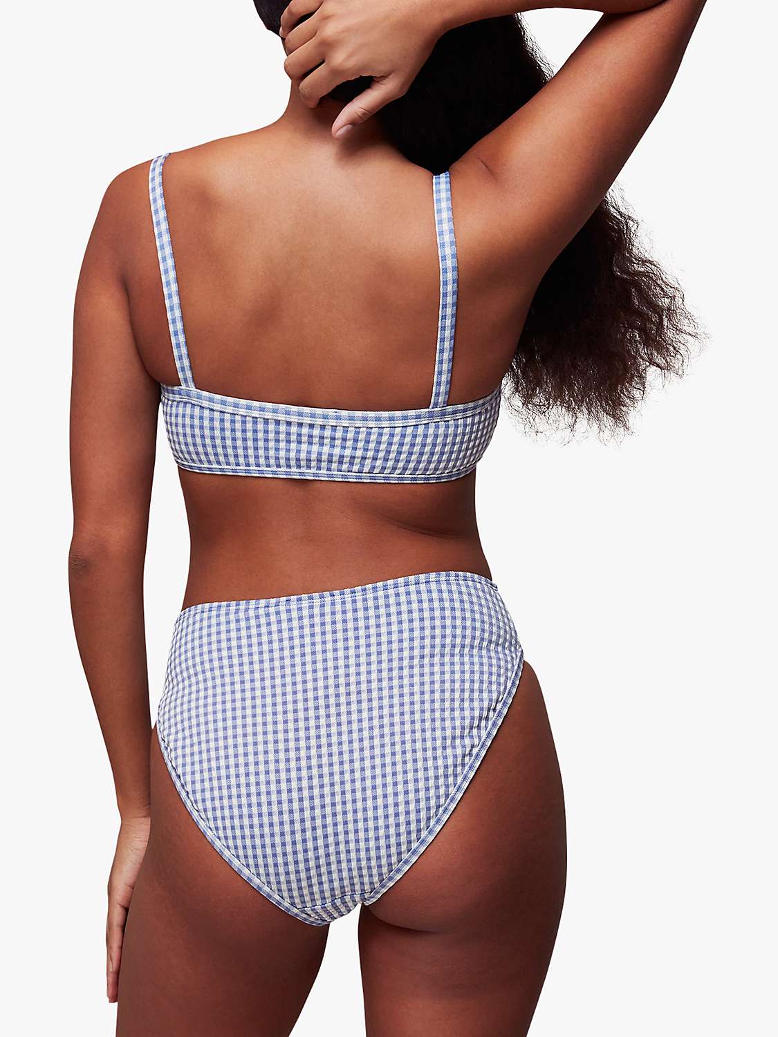 Buy Whistles Gingham Texture Bikini Top, Blue/Multi Online at johnlewis.com