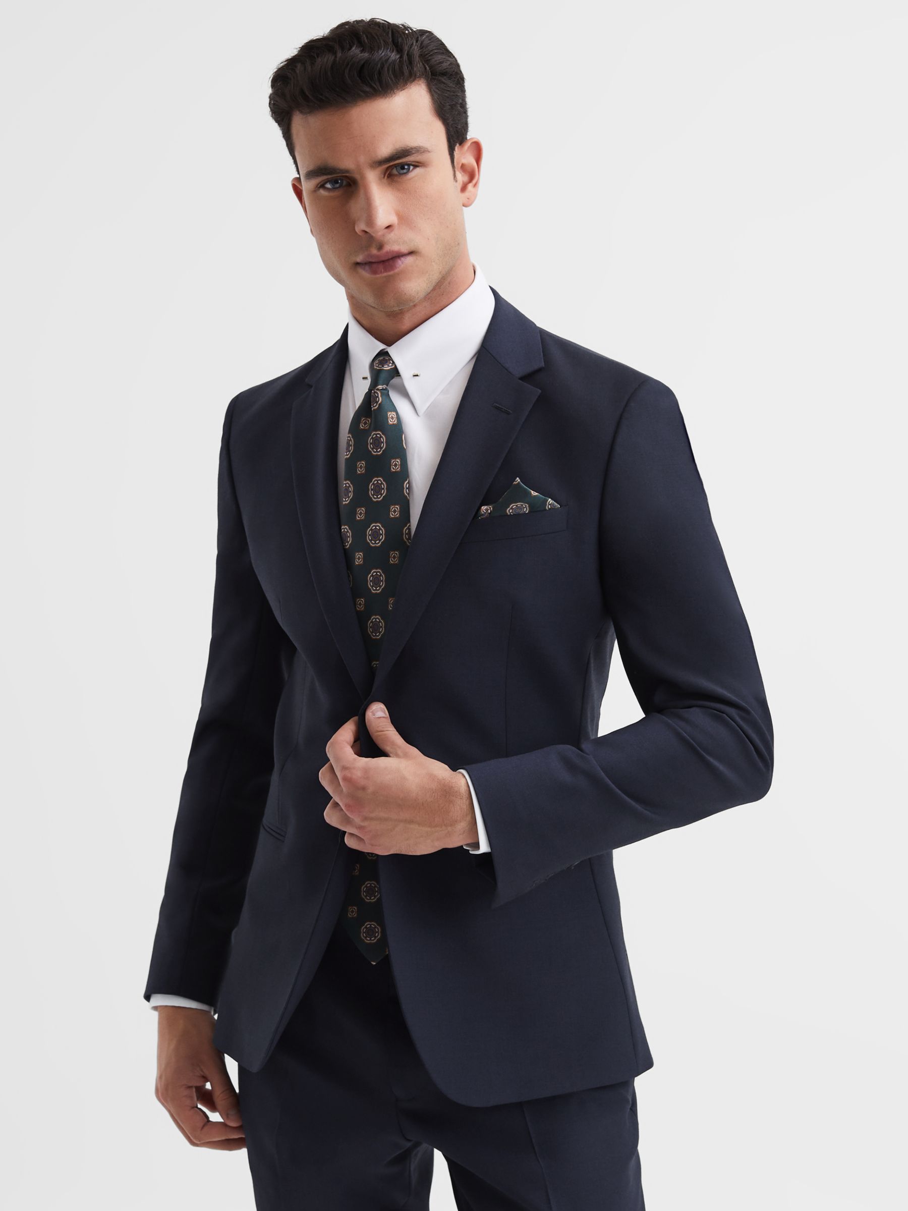 Reiss Hope Wool Blend Suit Jacket, Navy at John Lewis & Partners