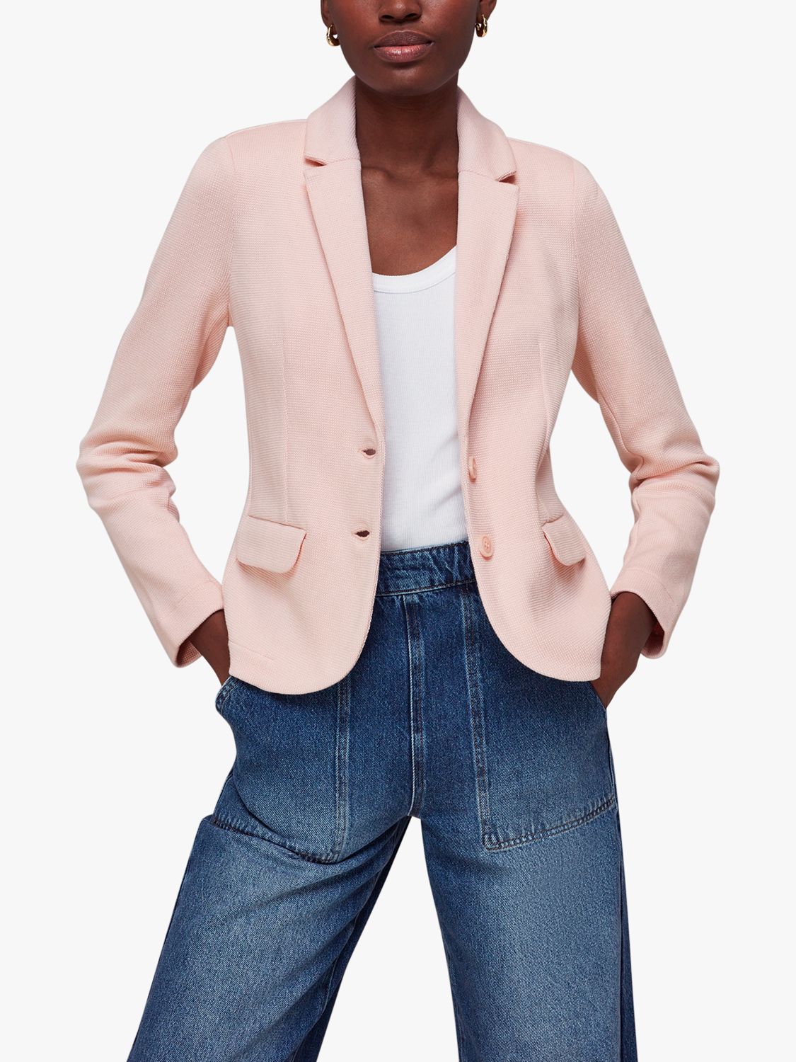 Whistles Slim Fit Jersey Jacket, Pale Pink, 6