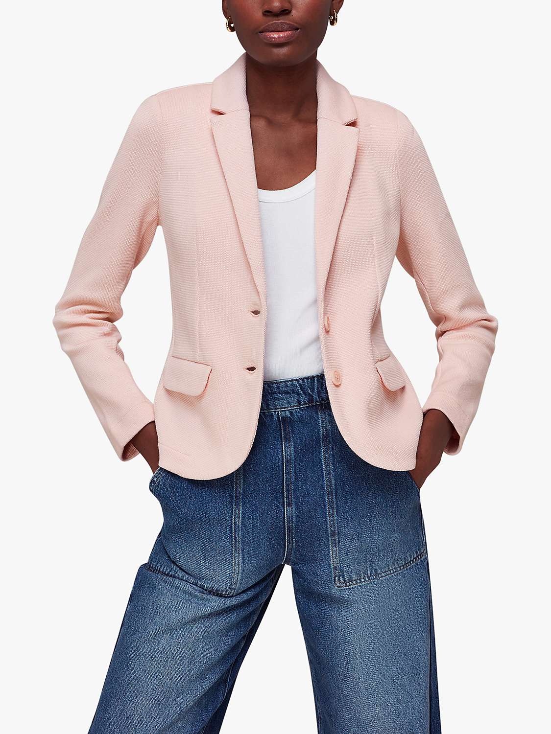 Buy Whistles Slim Fit Jersey Jacket, Pale Pink Online at johnlewis.com
