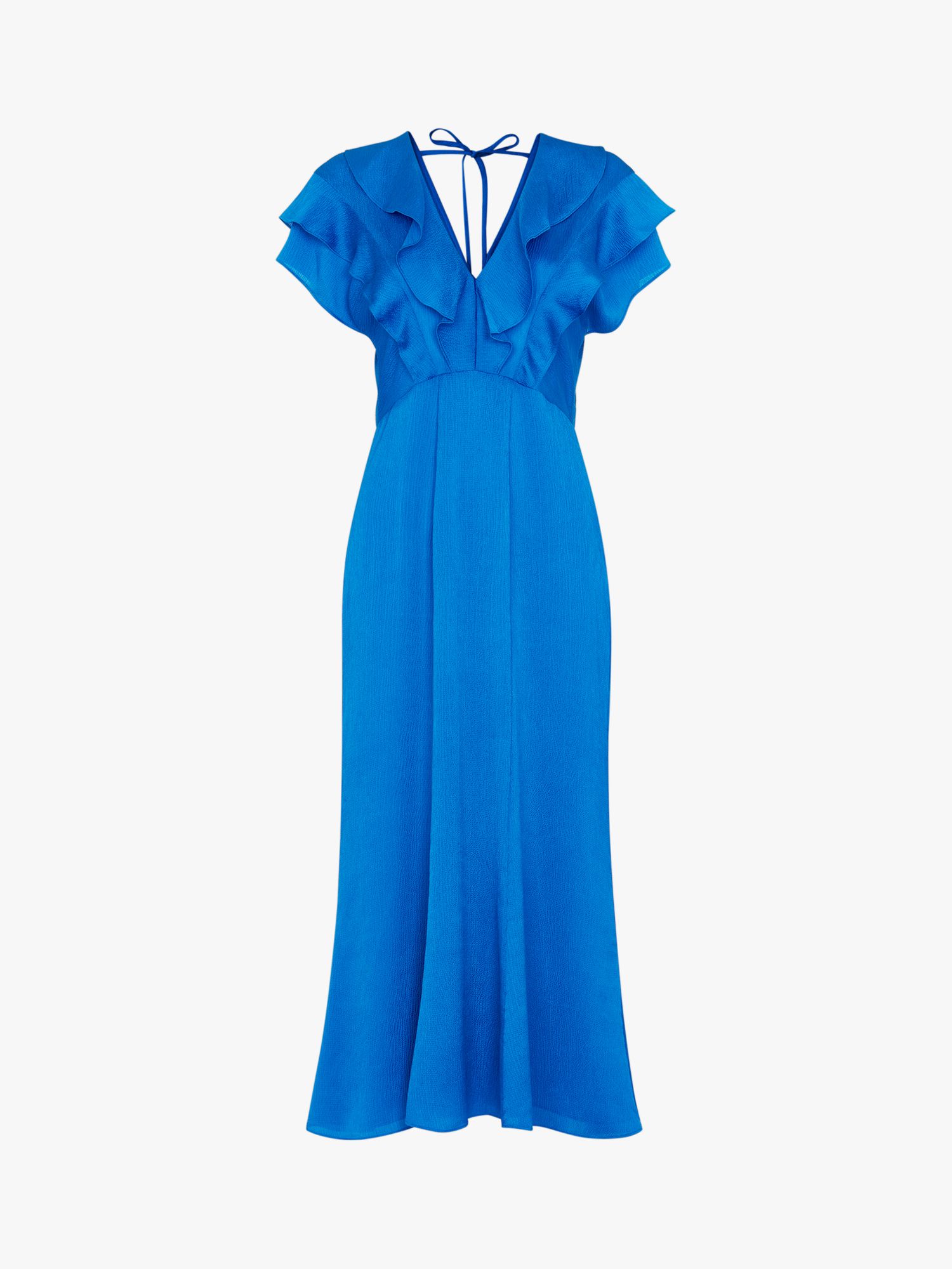 Whistles Adeline Frill Midi Dress, Bright Blue at John Lewis & Partners