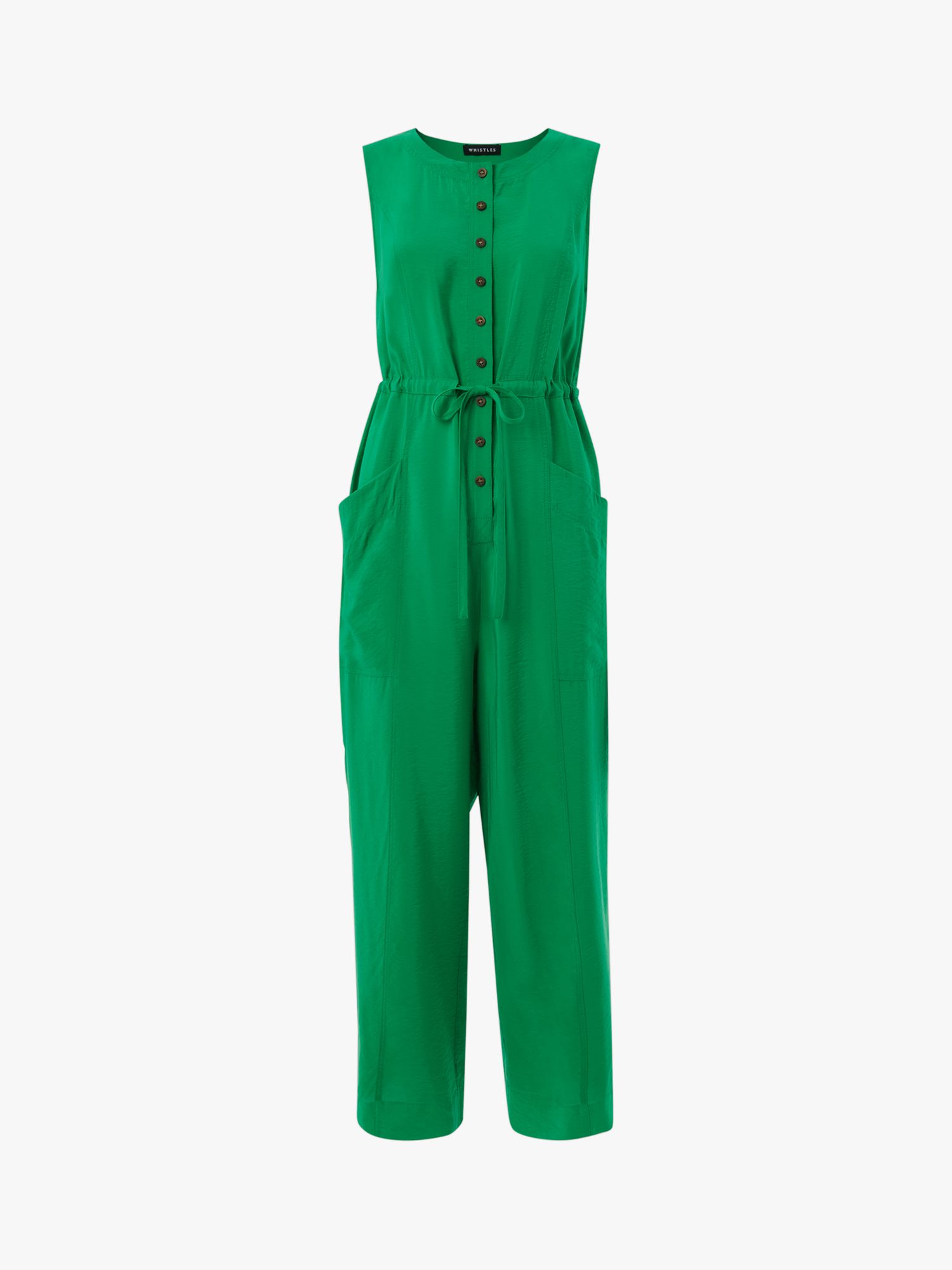 Whistles Jess Jumpsuit, Green at John Lewis & Partners