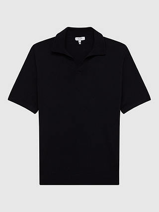 Reiss Duchie Short Sleeve Wool Polo Shirt, Navy