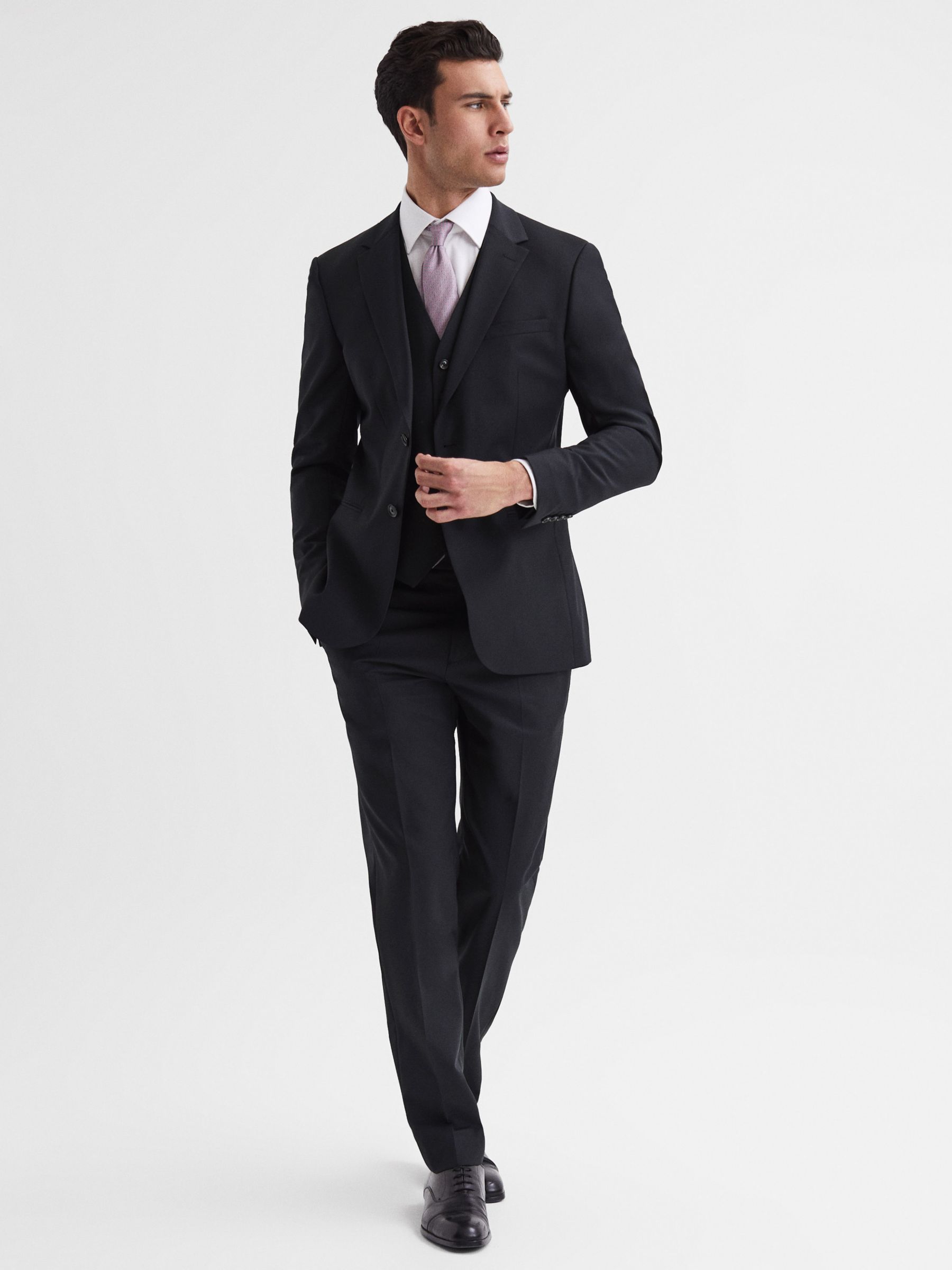 Reiss Hope Wool Blend Suit Jacket, Black at John Lewis & Partners