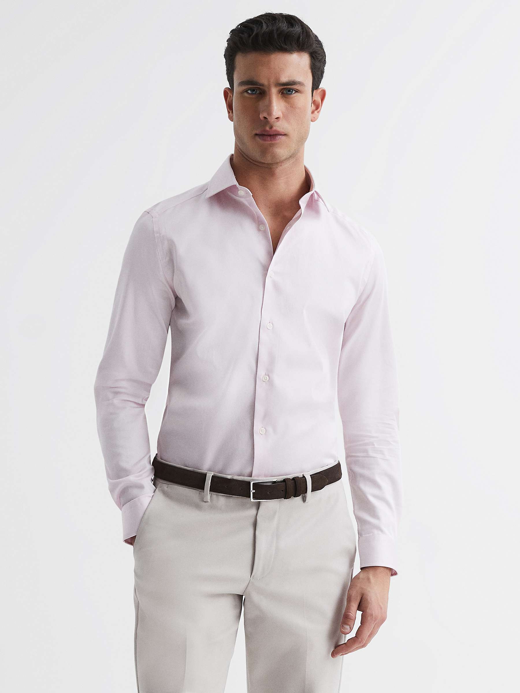 Buy Reiss Remote Slim Cotton Formal Shirt, Pink Online at johnlewis.com