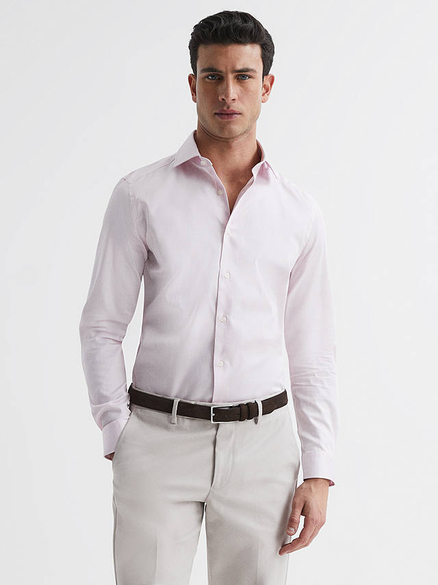 Reiss Remote Slim Cotton Formal Shirt, Pink