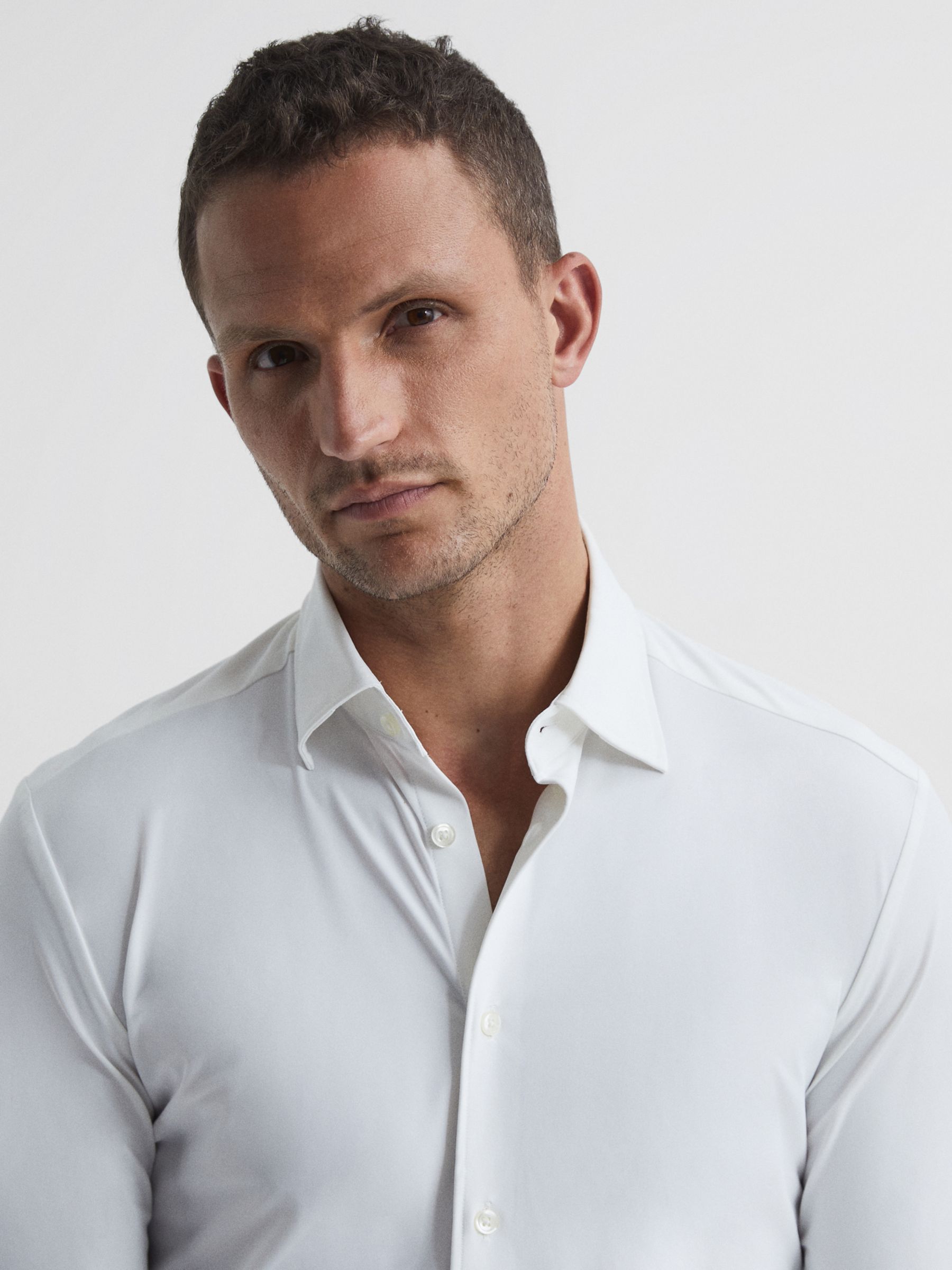 Reiss Voyager Slim Fit Travel Shirt, White, XS