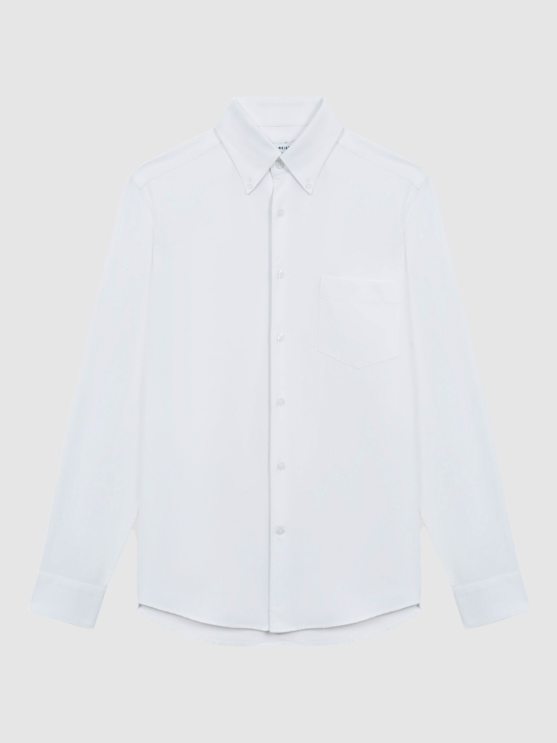 Reiss Greenwich Long Sleeve Oxford Shirt, White, XS