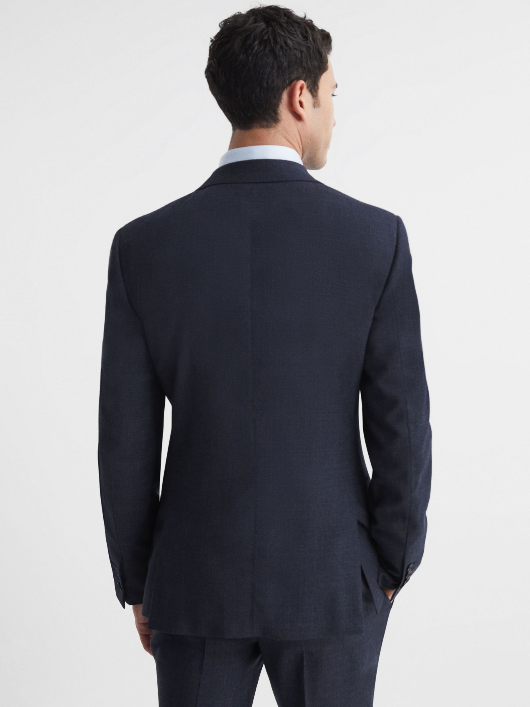 Reiss Dunn Textured Wool Tailored Fit Suit Jacket, Navy at John Lewis ...