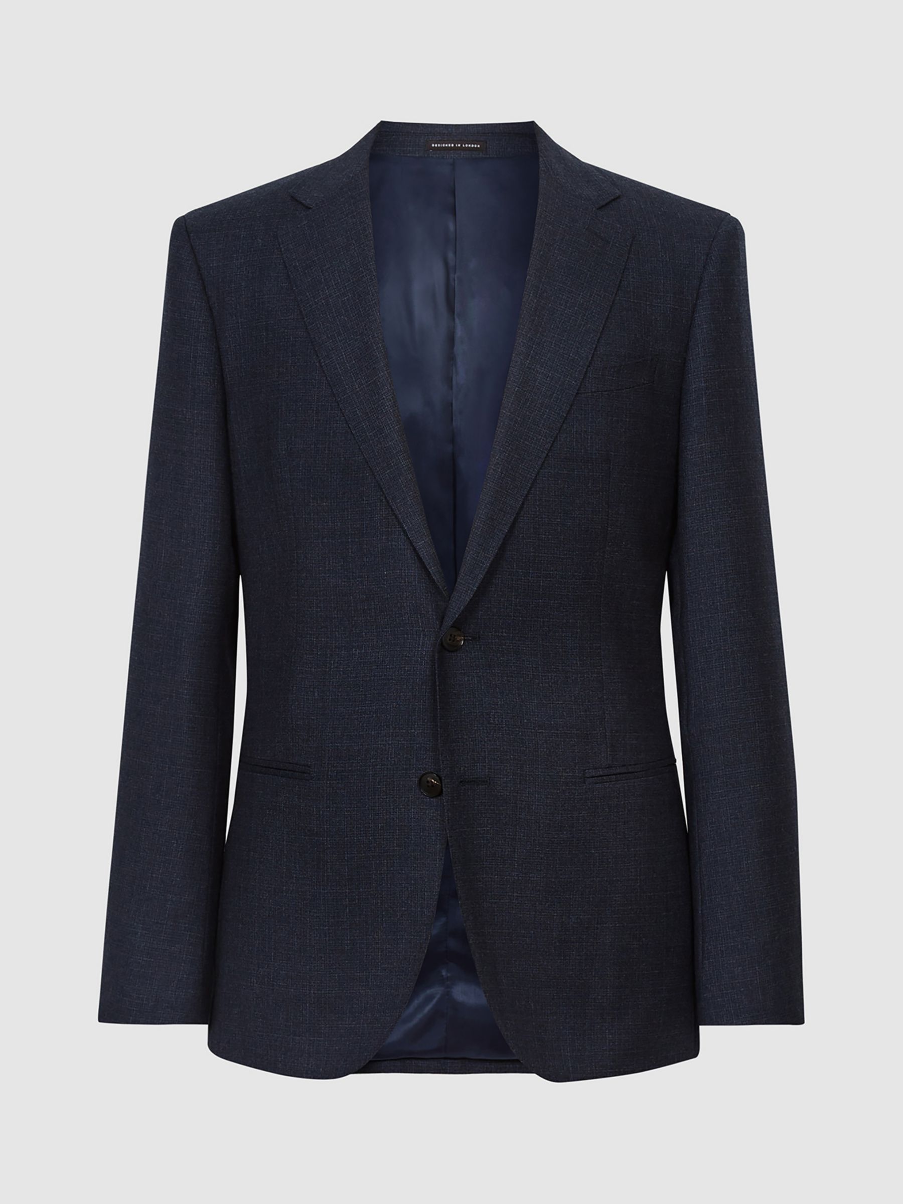 Reiss Dunn Textured Wool Tailored Fit Suit Jacket, Navy, 36
