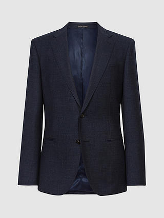 Reiss Dunn Textured Wool Tailored Fit Suit Jacket, Navy