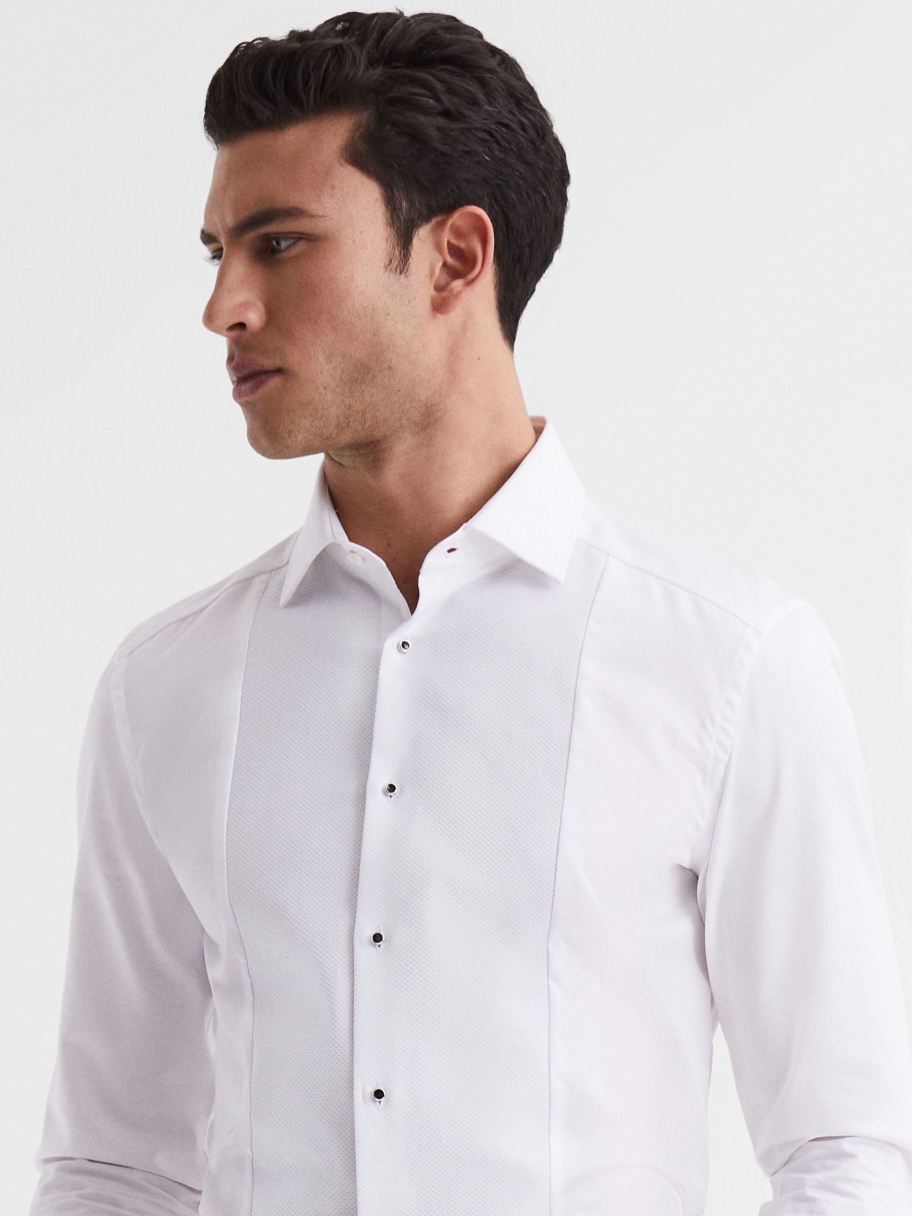 Reiss Marcel Slim Fit Cotton Dinner Shirt, White, XS