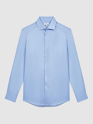 Reiss Remote Cotton Slim Fit Shirt, Mid Blue