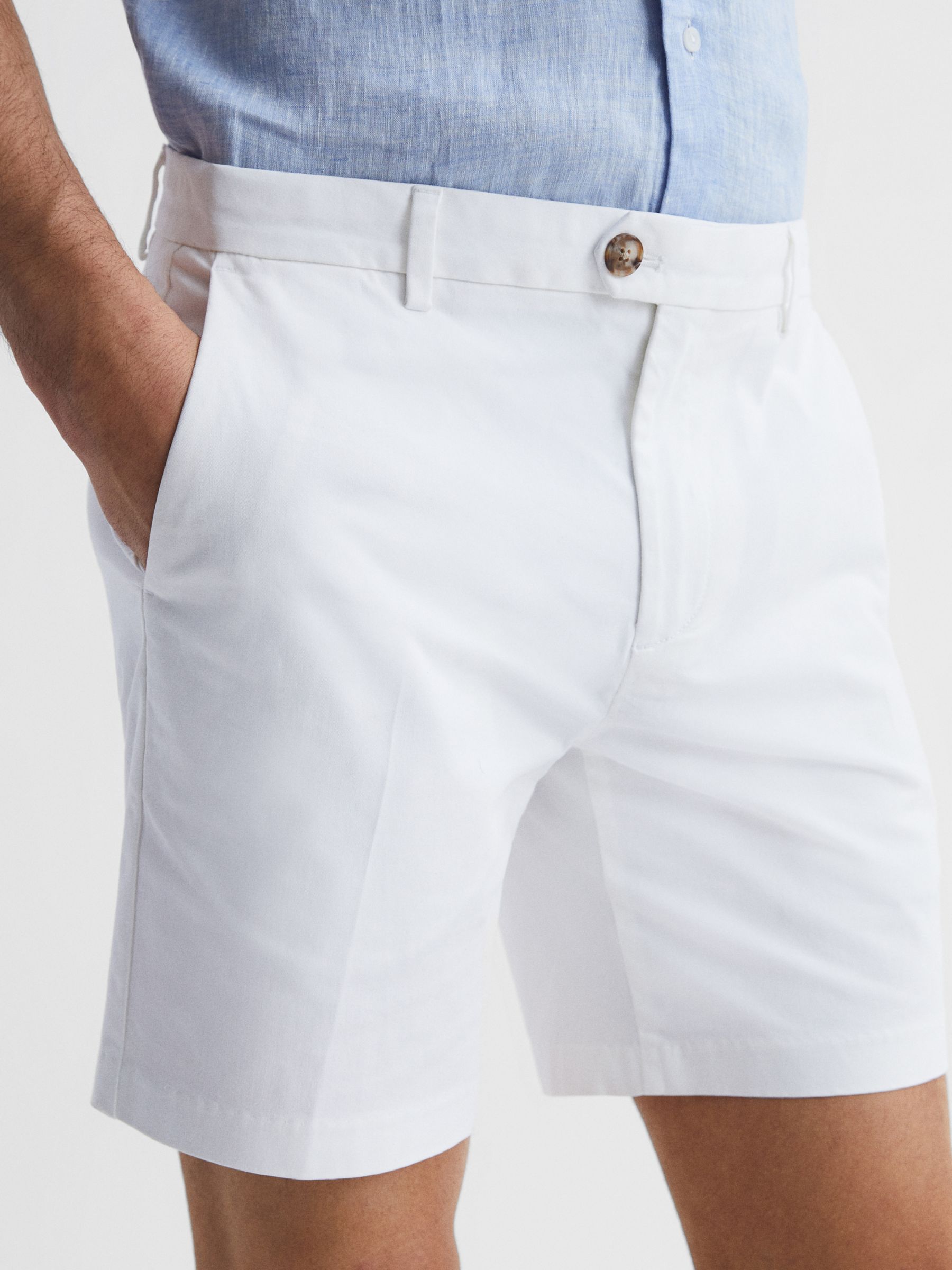 Reiss Wicket Casual Chino Shorts, White, 28R