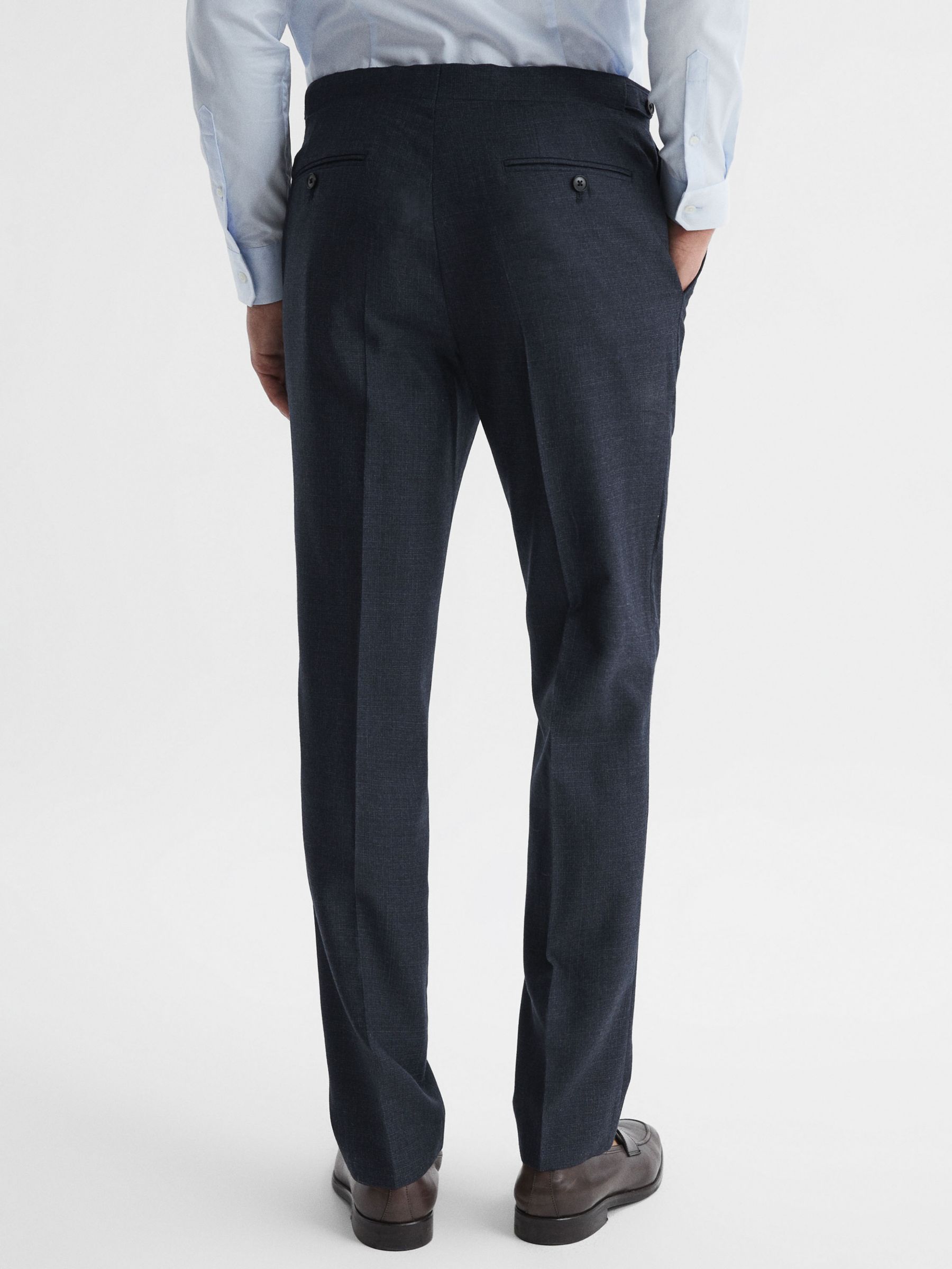 Reiss Dunn Cross Fleck Textured Trousers, Navy, Navy, 28R