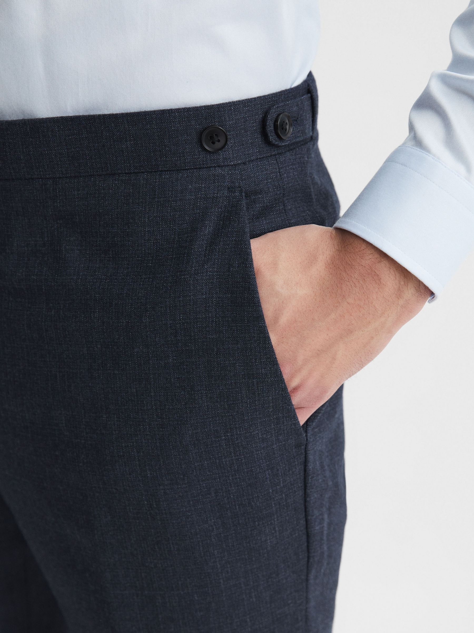 Reiss Dunn Cross Fleck Textured Trousers, Navy, Navy, 28R