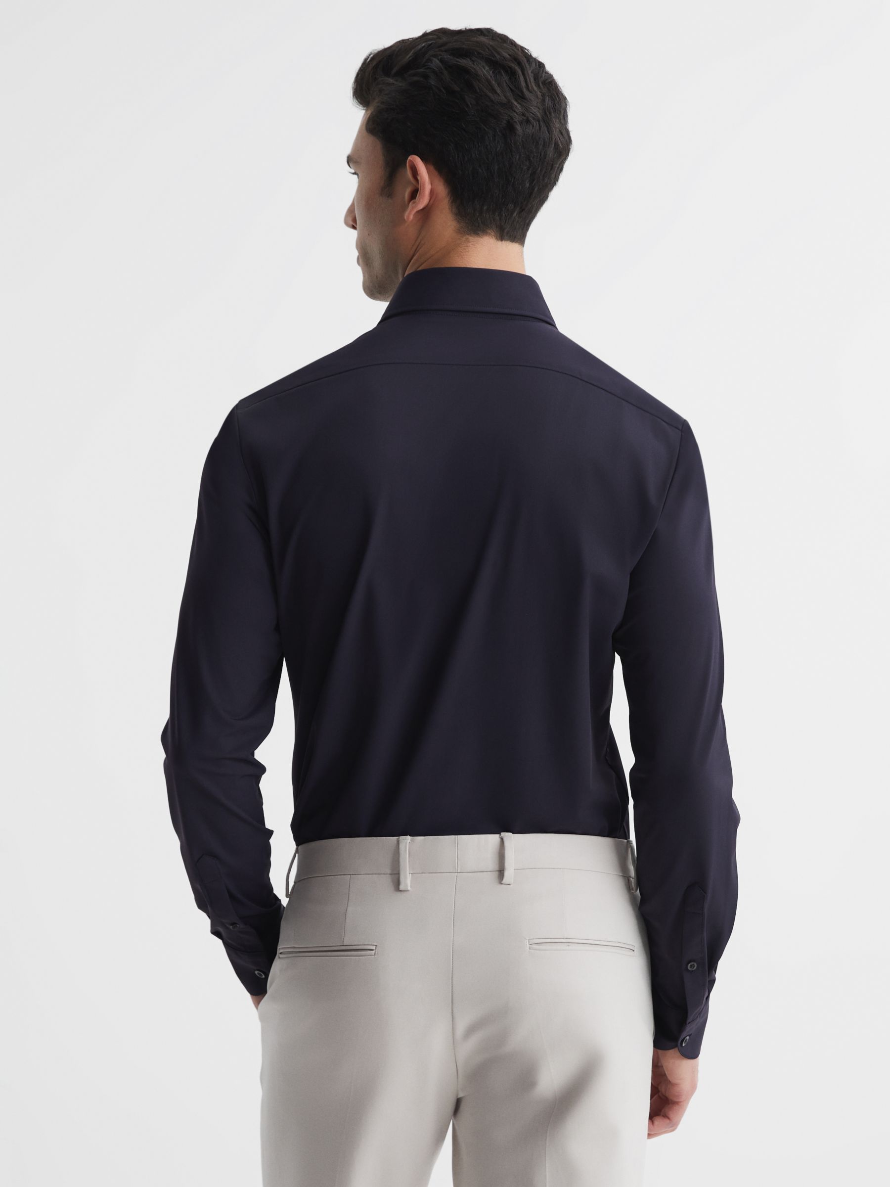 Reiss Voyager Travel Shirt, Navy at John Lewis & Partners