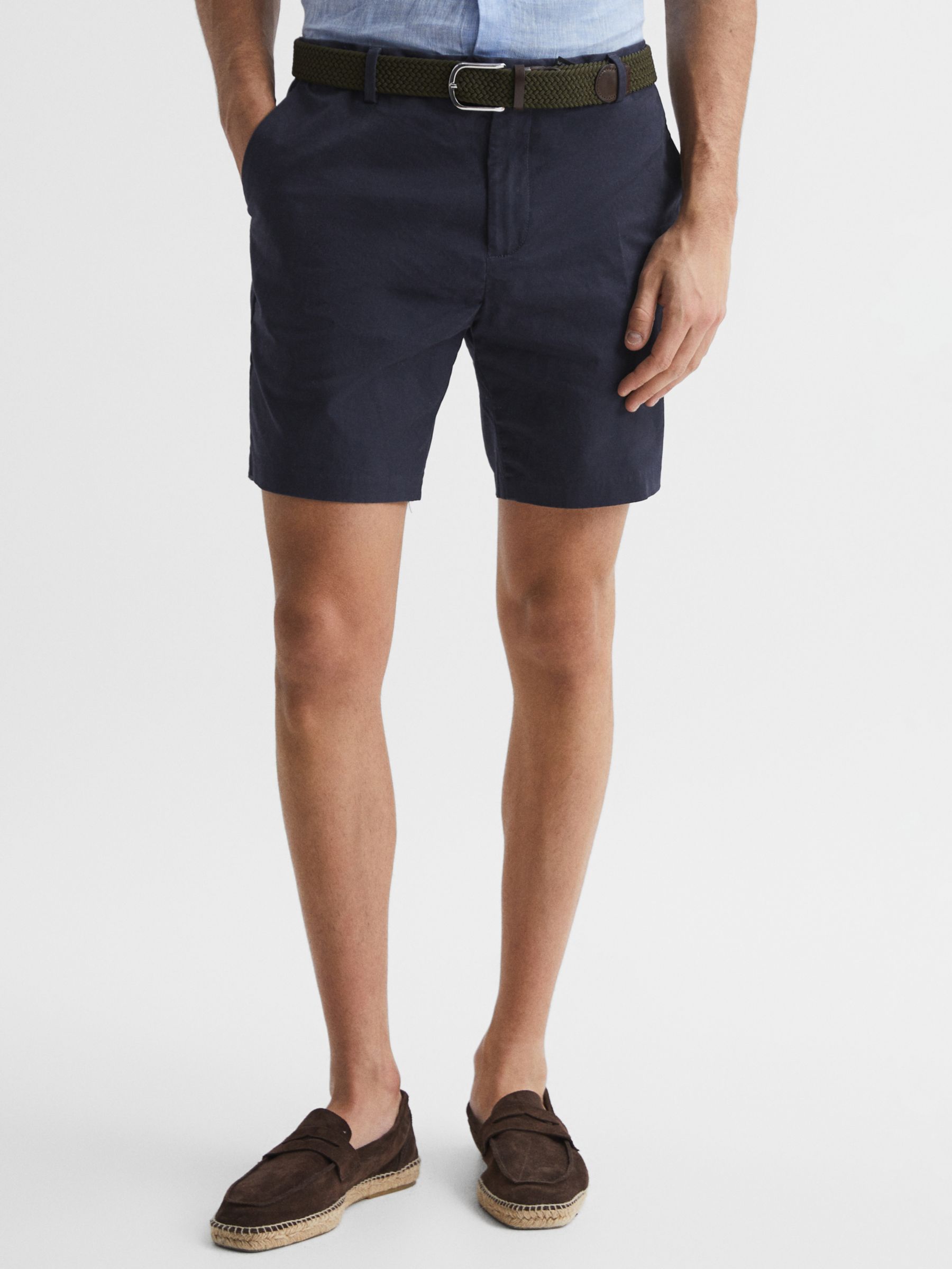 Reiss Wicket Casual Chino Shorts, Navy, 34R