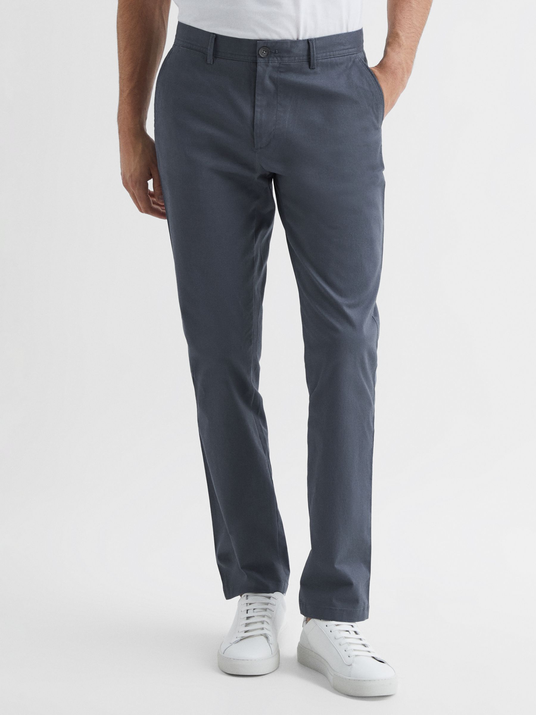 Reiss Pitch Slim Fit Stretch Cotton Chino Trousers, Airforce Blue, 30R