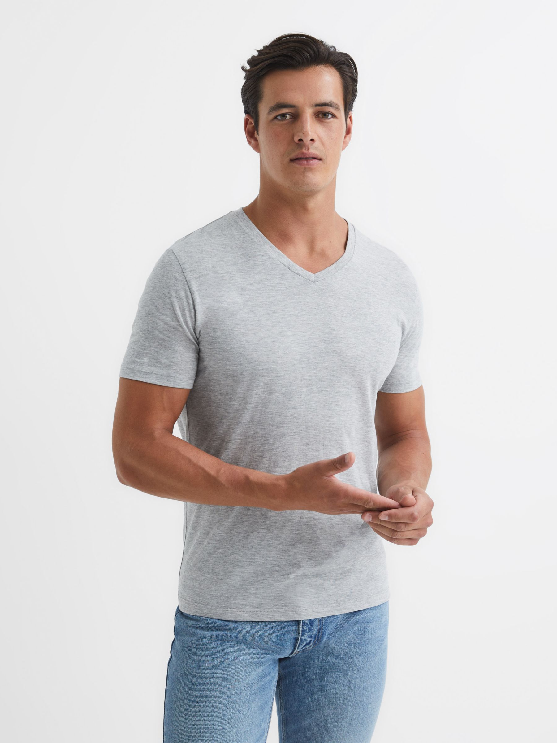 Under Armour Plus Tech v neck t-shirt in grey marl
