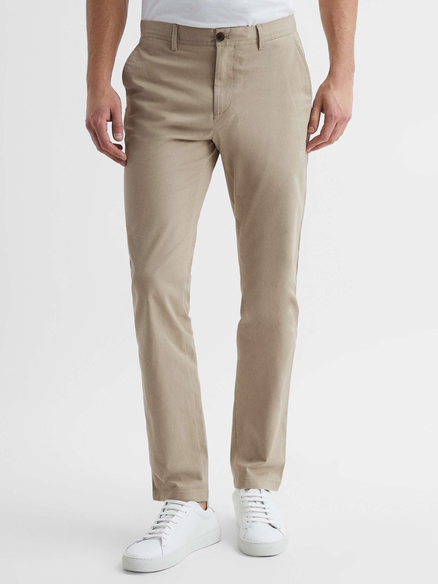 Reiss Pitch Slim Fit Stretch Cotton Chino Trousers, Stone at John Lewis ...