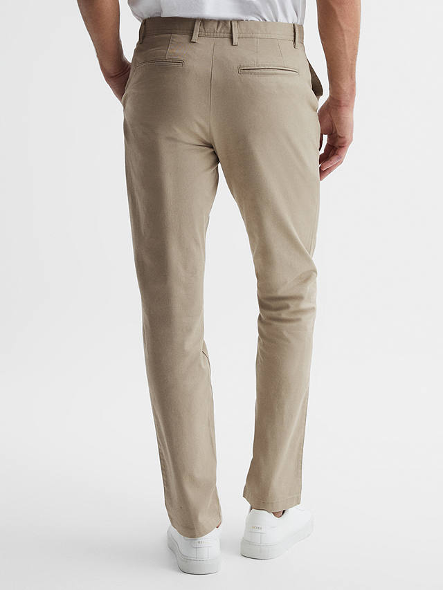 Reiss Pitch Slim Fit Stretch Cotton Chino Trousers, Stone at John Lewis ...