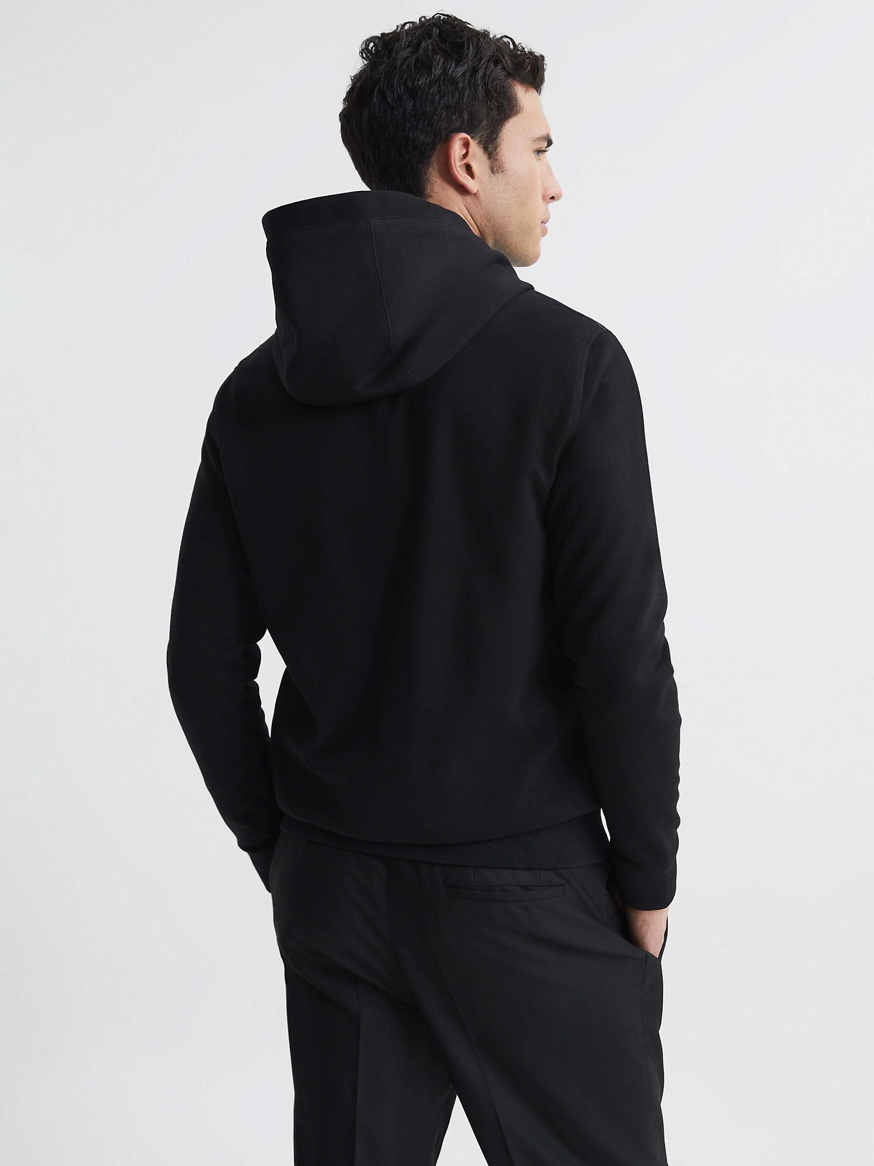 Buy Reiss Taylor Zip Quilted Hooded Jacket, Black Online at johnlewis.com