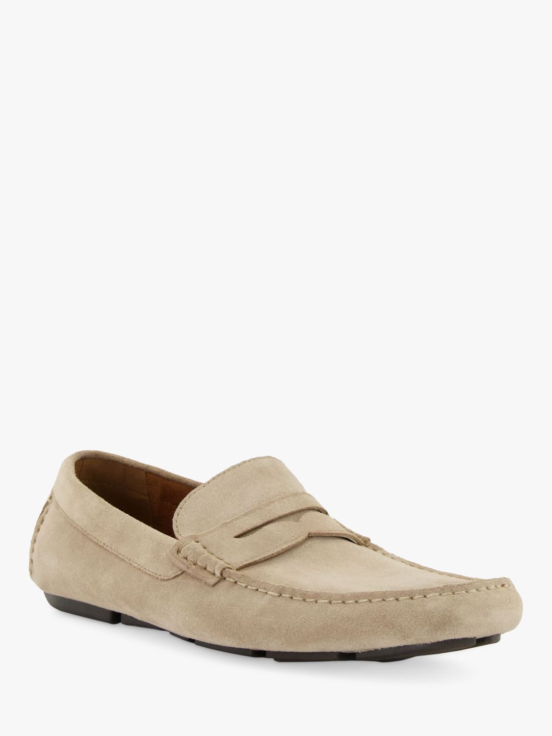 Dune Bradlay Suede Square Toe Moccasin Loafers, Sand-suede at John ...