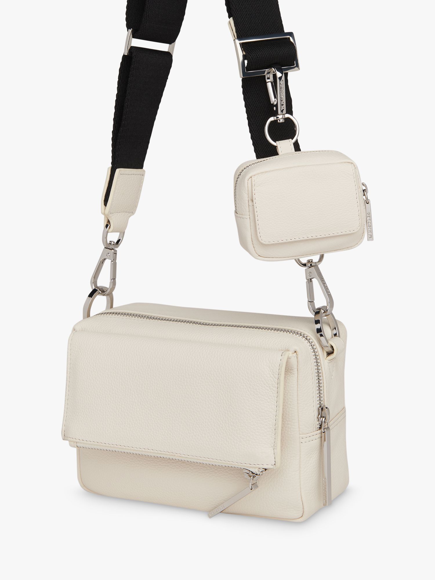 Whistles Bibi Mini Keyring Bag, White, One Size