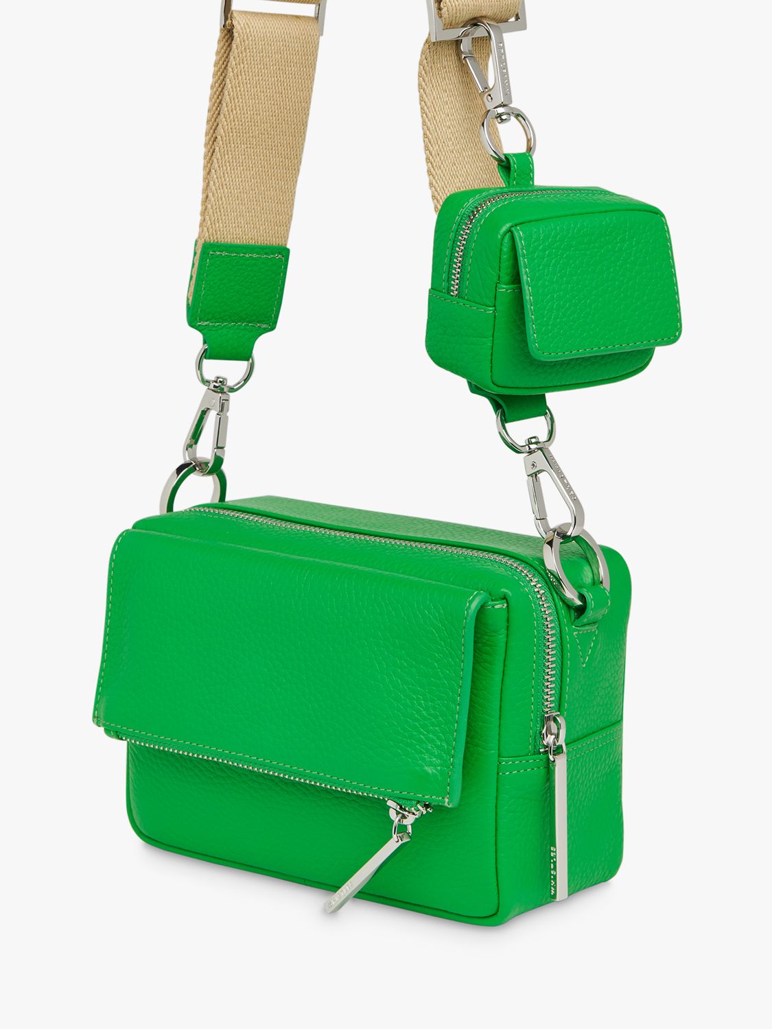 Whistles Bibi Mini Keyring Bag, Green/Multi, One Size