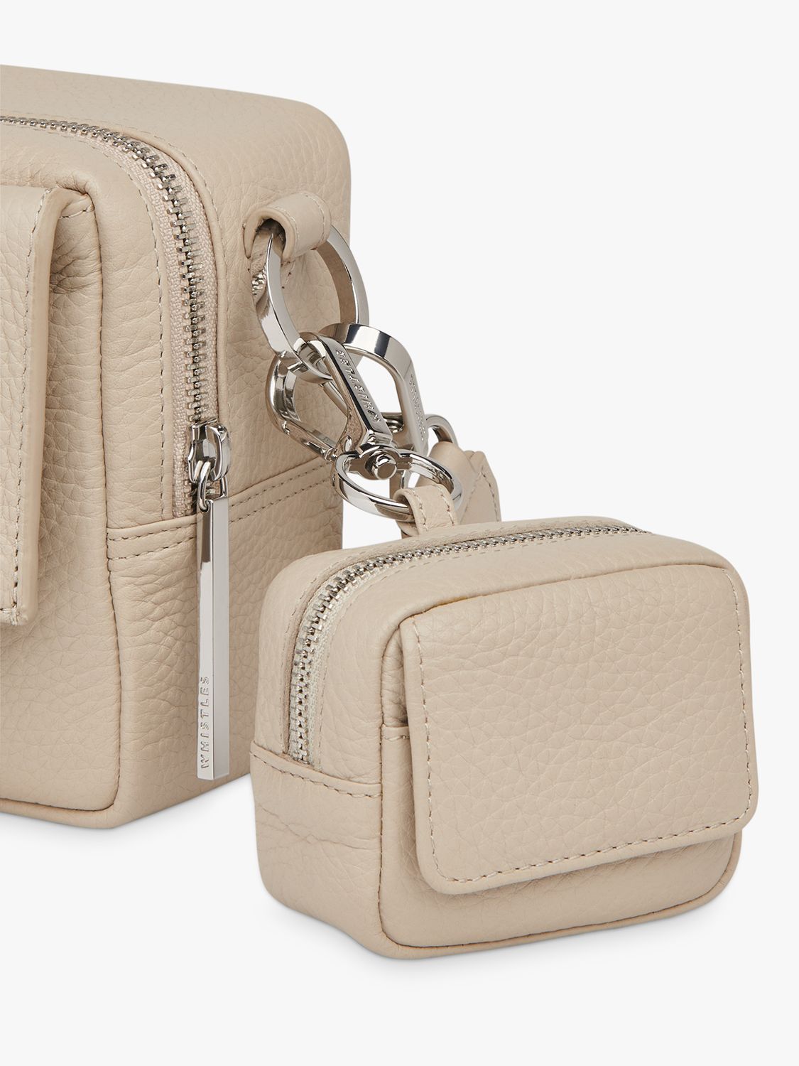 Whistles Bibi Mini Keyring Bag, Taupe, One Size