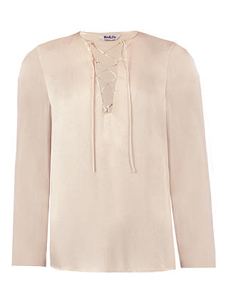 Ro&Zo Lace Up Detail Blouse, Natural