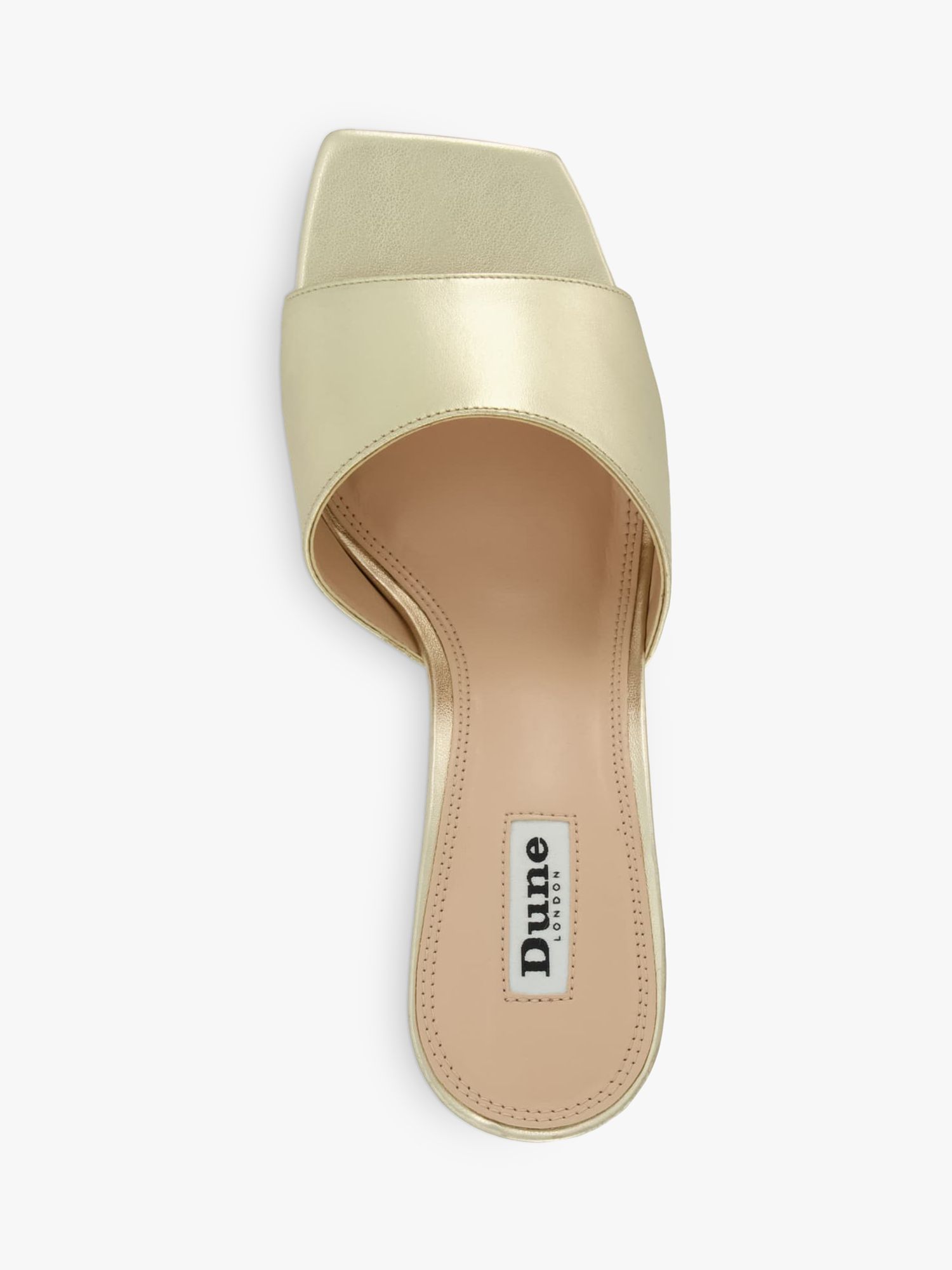 Dune Motel Leather Open Toe Wedge Mules, Gold at John Lewis & Partners