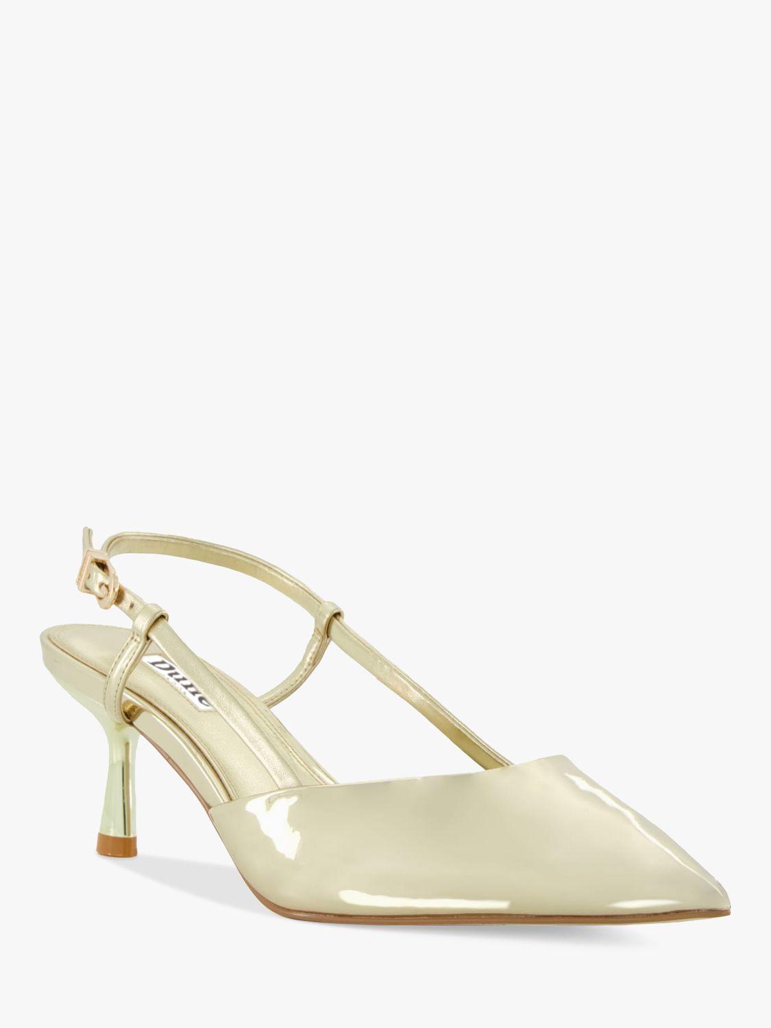 Dune Classify Slingback Pointed Toe Court Shoes, Gold at John Lewis ...