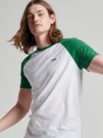 Superdry Organic Cotton Essential Logo Baseball T-Shirt, Optic/Field Green