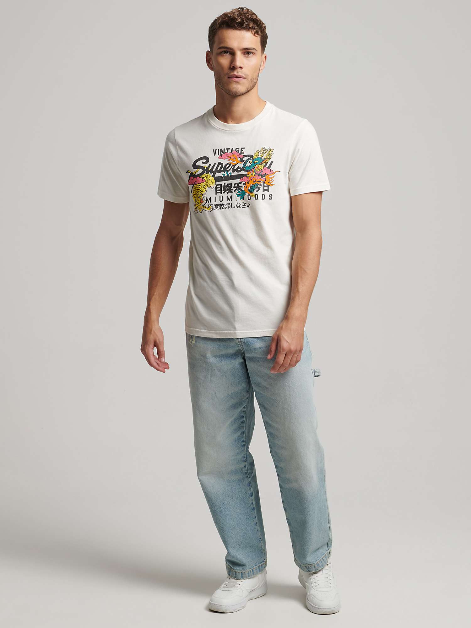Buy Superdry Japanese Graphic Logo T-Shirt, Off White Online at johnlewis.com
