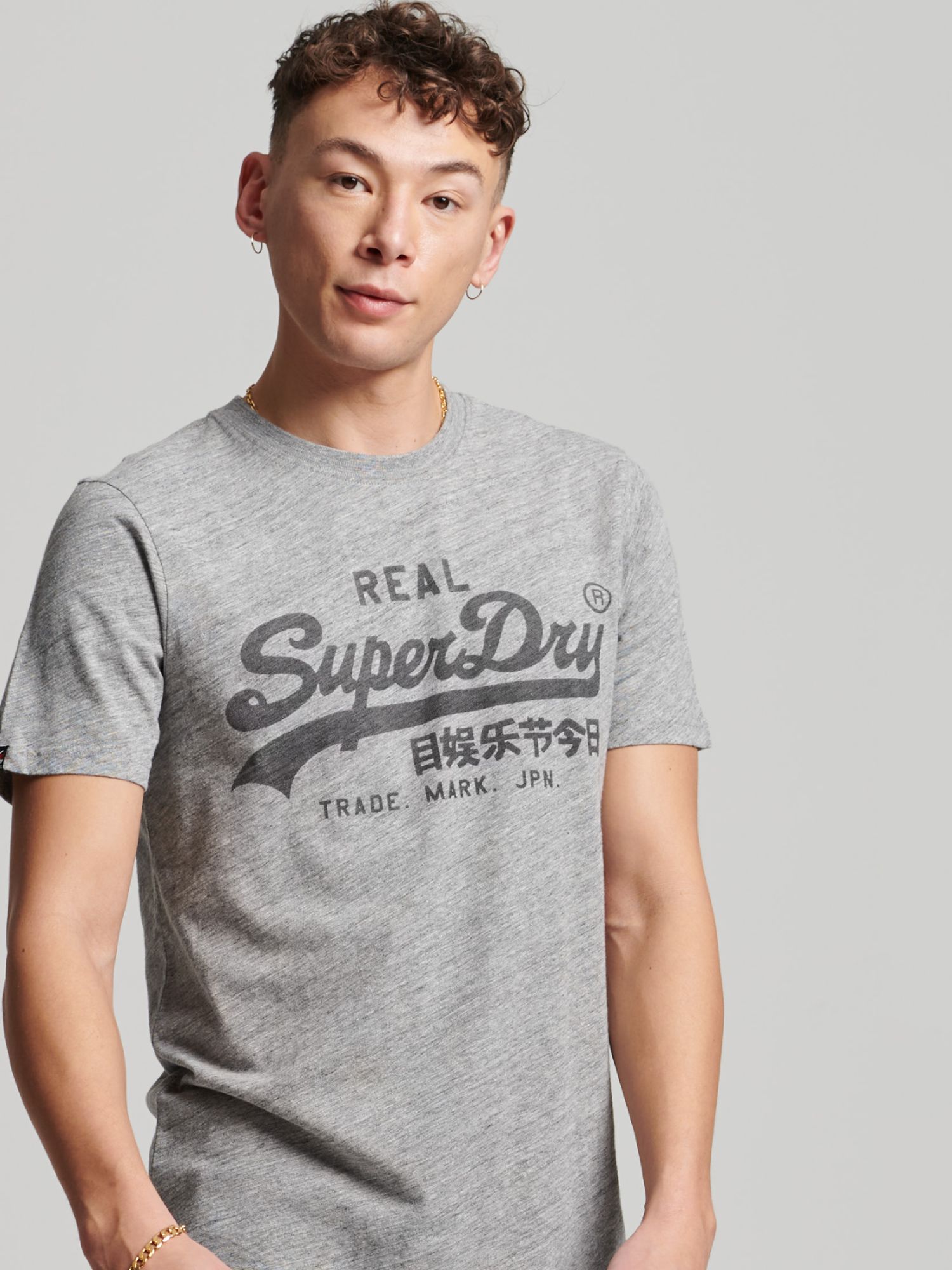 Undertrykkelse kant Skrivemaskine Superdry Vintage Logo T-Shirt, Athletic Grey Marl at John Lewis & Partners