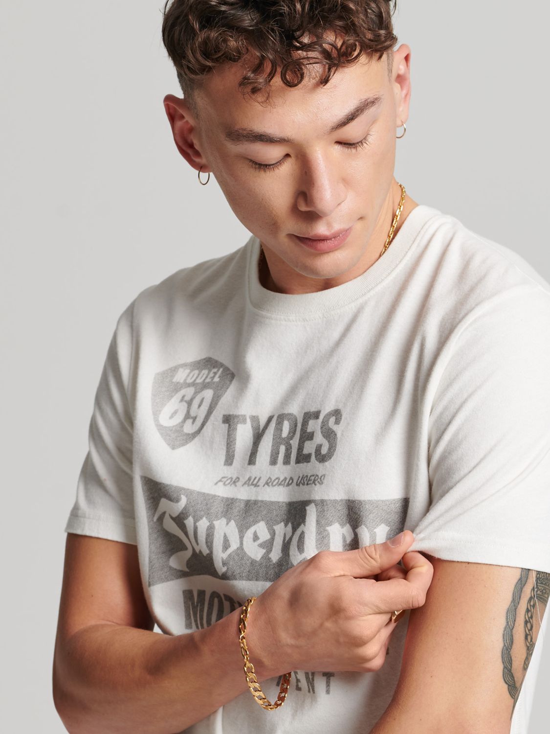 Buy Superdry Reworked Classic T-Shirt, Winter Cream Online at johnlewis.com